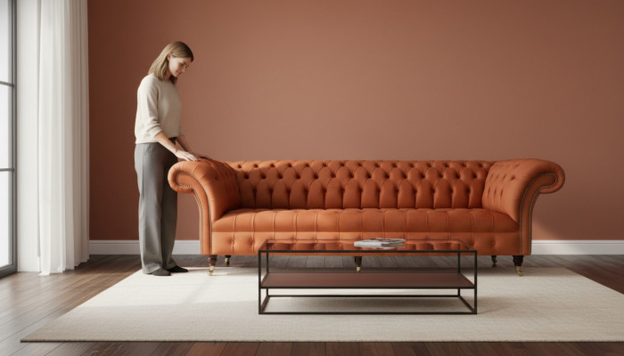 Britse Chesterfield gestoffeerde luxe sofa design bank klassieke 4-zits sofa