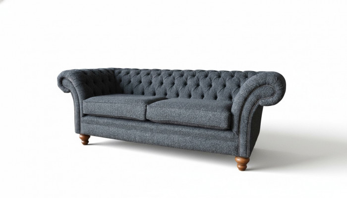 Grijze Chesterfield 3-zits Grijs Textiel Ontwerp Banken Gestoffeerde Banken