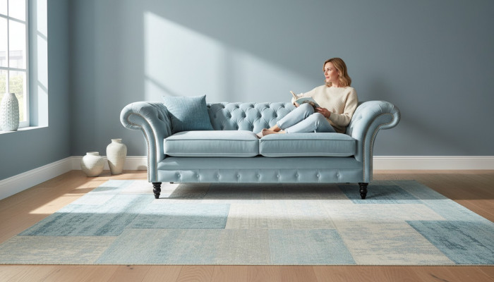 Chesterfield 3-zits gestoffeerde bank bankstel textiel moderne stijl stof nieuw