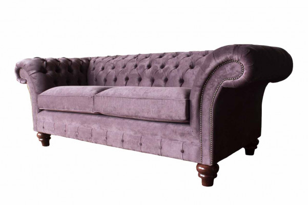 Chesterfield Paars Bankstel 3-Zitter Woonkamer Stoffen Bank Beklede Banken