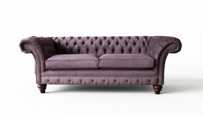 Chesterfield Paars Bankstel 3-Zitter Woonkamer Stoffen Bank Beklede Banken