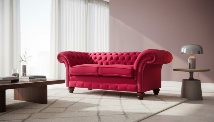 Ontwerp Modern Textiel Sofa 2-Zitsbank Gestoffeerde Luxe Bankstellen Chesterfield