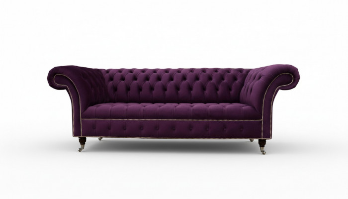 Paarse Chesterfield Bank 3-Zits Chesterfield Design Bank Textiel Stof