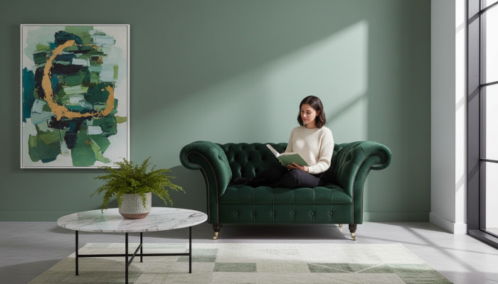 Fauteuil ontwerp Groen Textiel Woonkamer Bekleding Luxe Stoelstoel Eénzits