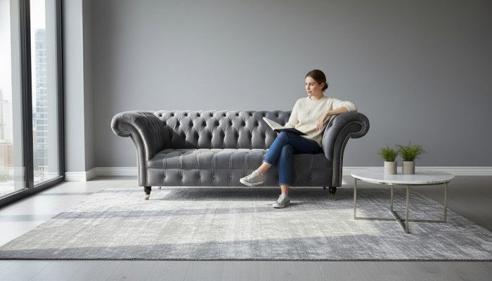 Chesterfield 3-zits designbank gestoffeerde banken banken textiel Driezitter