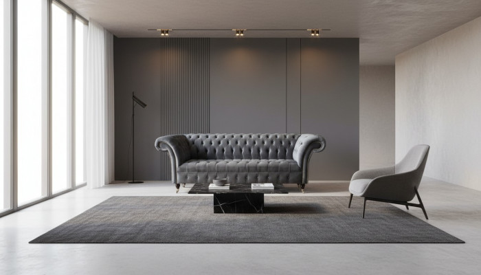 Chesterfield 3-zits designbank gestoffeerde banken banken textiel Driezitter