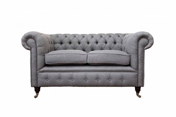 Chesterfield kantoor zitmeubelen inrichting bank bank 2 zits textiel grijs