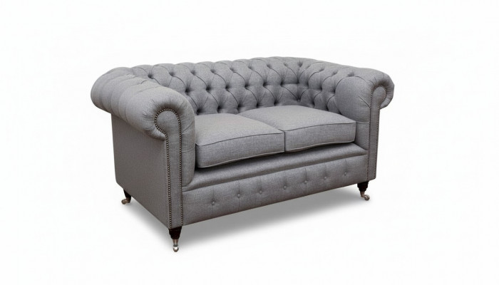 Chesterfield kantoor zitmeubelen inrichting bank bank 2 zits textiel grijs