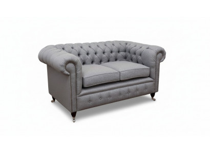 Chesterfield kantoor zitmeubelen inrichting bank bank 2 zits textiel grijs