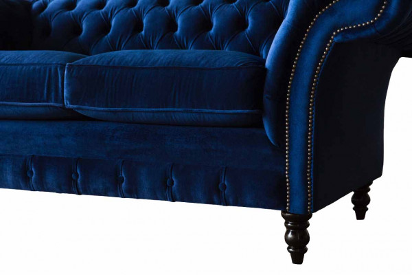 Chesterfield kantoorstoel meubilair bank bank 2-zitter textiel blauw