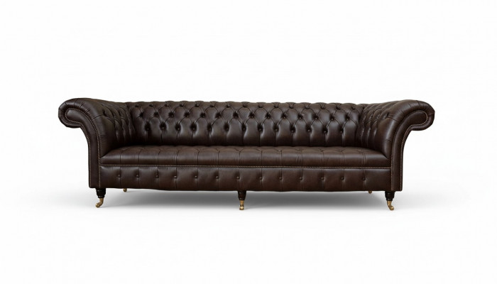 Bankstel 4-zits Chesterfield bank Luxe 245 cm leren bankmeubels