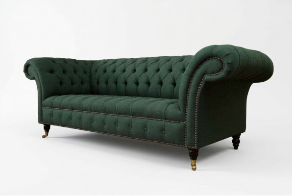 Driedelige bank, stof, groen, bekleding, meubels, Chesterfield, sofa's, banken