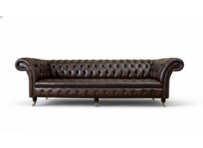 Ledersofa Bank 4-zits Bank Luxe Klassieke Leren Chesterfield Banken
