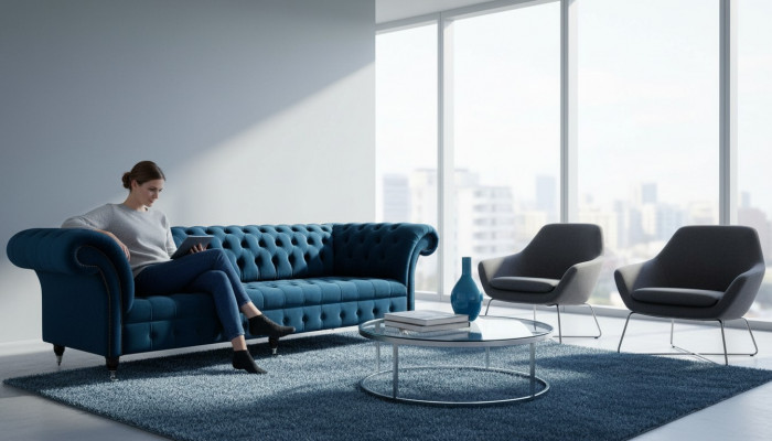 Ontwerpbank Chesterfield bekleding Modern Textiel Stof 4-zits Slaap