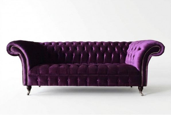 Chesterfield 3-zits designbank gestoffeerde zitting stof luxe bank nieuw