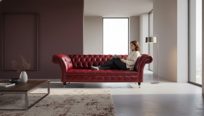Chesterfield 3-zits leren bankstel bekleding luxe bruin bank meubels 230cm