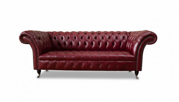 Chesterfield 3-zits leren bankstel bekleding luxe bruin bank meubels 230cm