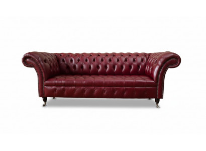 Chesterfield 3-zits leren bankstel bekleding luxe bruin bank meubels 230cm