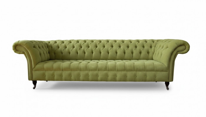 Chesterfield Grijze Bank Sofa Bekleding 4-zits Banken Zitbanken Nieuw