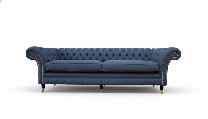 Ontwerp Chesterfield Bankstel 4-zits Stof Bank Blauw Bekleding Woonkamer
