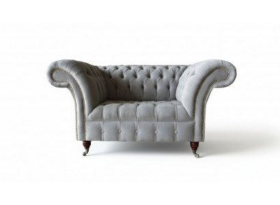 Grijze Chesterfield oorfauteuil Grijs fauteuil Bank Stoffen bank Woonkamer