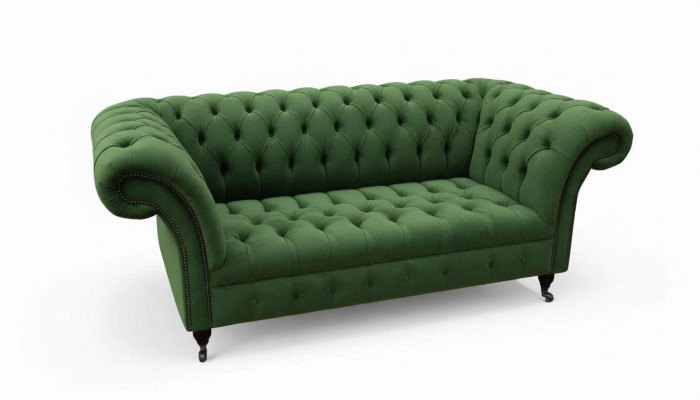 Chesterfield kantoor zitmeubelen inrichting bank bankstel 2 zits textiel groen