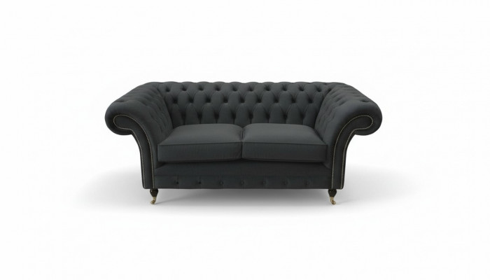 Chesterfield Zwart 2-zits Bank Beklede Banken Design Bank Textiel