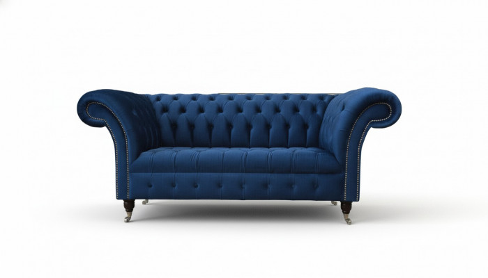 Engels Chesterfield kantoor zitmeubilair inrichting sofa bank 2-zits koningsblauw