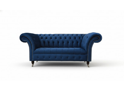 Engels Chesterfield kantoor zitmeubilair inrichting sofa bank 2-zits koningsblauw