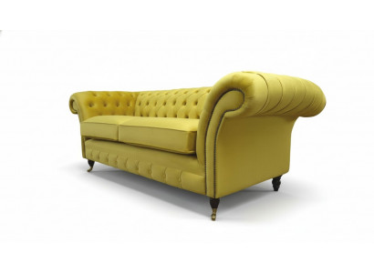 Textiel 3-zits Blauwe Stoffen Designbank Bekleding 230cm Bank Chesterfield