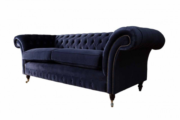 Klassieke Chesterfield woonkamer fluwelen bank Blauw 3-zits textielbanken