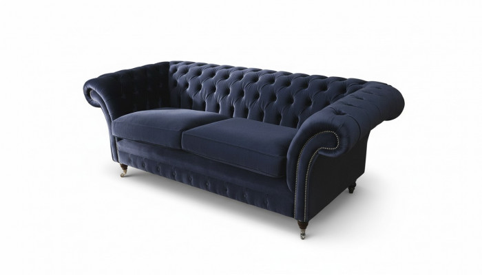 Klassieke Chesterfield woonkamer fluwelen bank Blauw 3-zits textielbanken