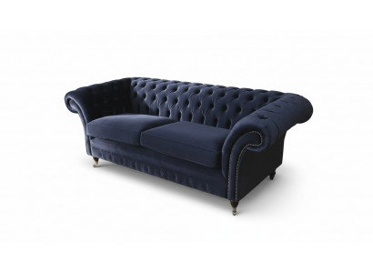 Klassieke Chesterfield woonkamer fluwelen bank Blauw 3-zits textielbanken
