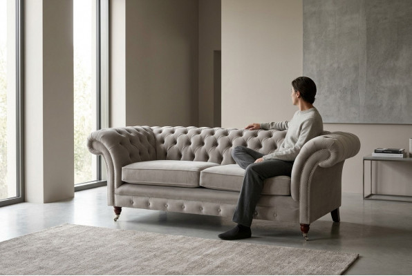 Chesterfield 3-zits Relax Lounge Bank Stof Beklede Bank Stof Bankstellen