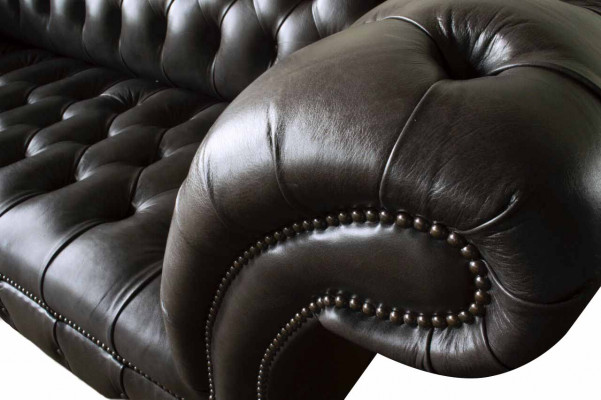Dries-zits Chesterfield bank 3-zits banken bruin leer woonkamer luxe