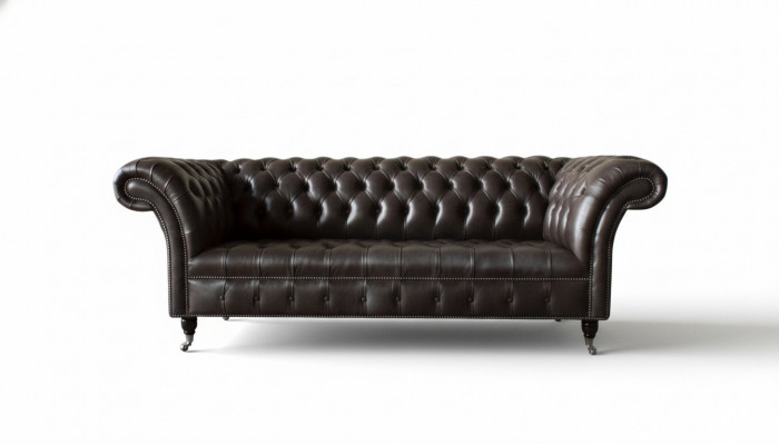 Dries-zits Chesterfield bank 3-zits banken bruin leer woonkamer luxe