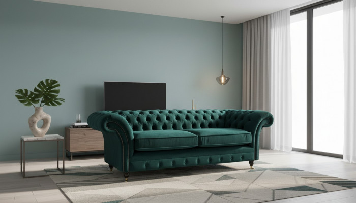 Chesterfield bekleding 3-zits stoffen bank bank bank driezitter bank fluweel