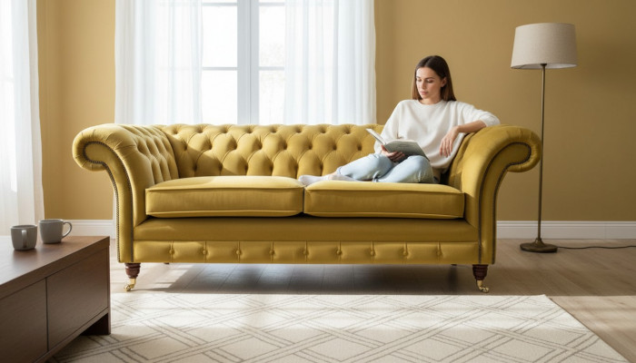Chesterfield bank 3-zits designbank driezits luxe meubelstijl textiel