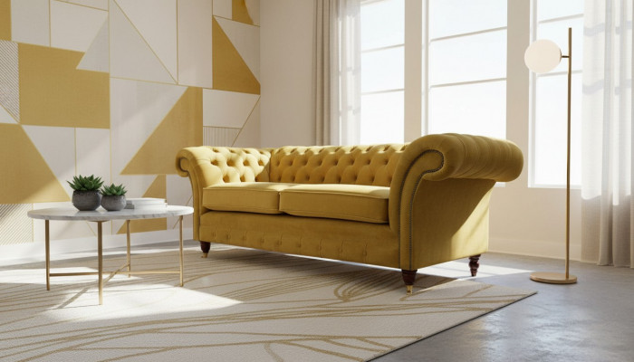 Chesterfield bank 3-zits designbank driezits luxe meubelstijl textiel