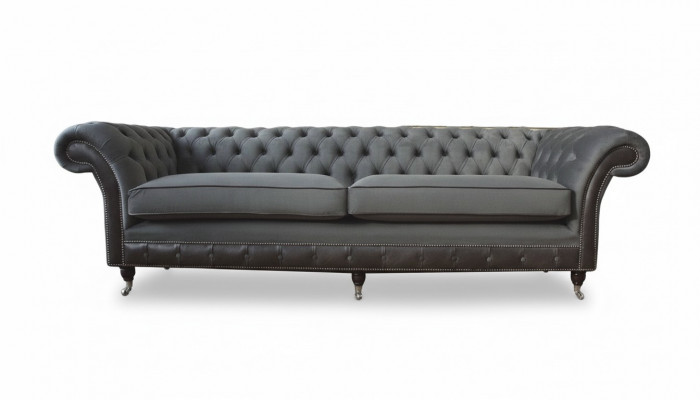 Ontwerp Bank Luxe Beklede bank Bank 4-zits Chesterfield Luxe Grijs