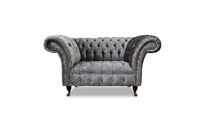 Chesterfield fauteuil ontwerp gestoffeerde bank Chesterfield textiel zilver
