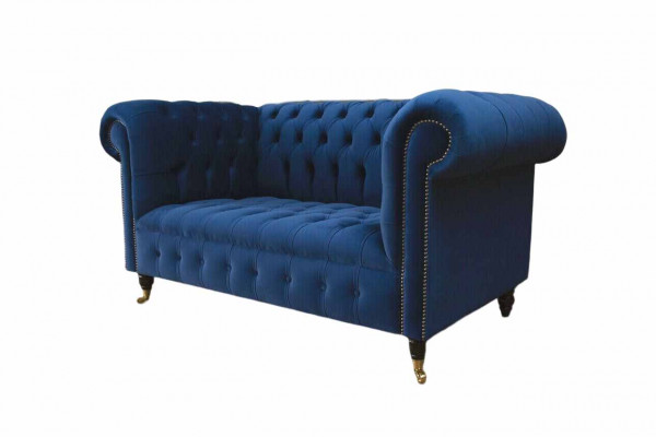 Chesterfield kantoor zitmeubelen inrichting bank bank 2-zits textiel blauw