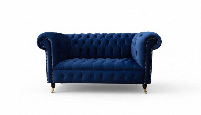 Chesterfield kantoor zitmeubelen inrichting bank bank 2-zits textiel blauw