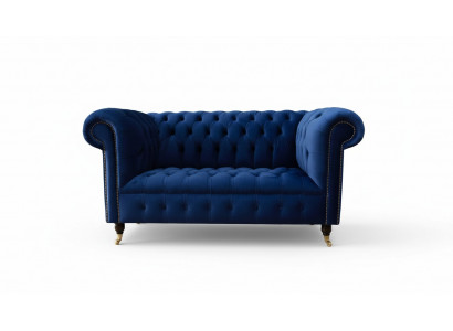 Chesterfield kantoor zitmeubelen inrichting bank bank 2-zits textiel blauw