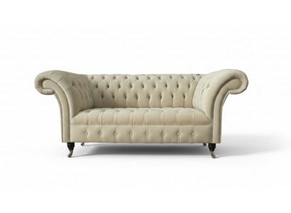 Twee persoons gestoffeerde bank met 2 zits van luxe textiel Chesterfield nieuw