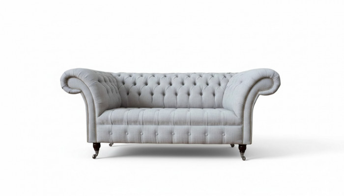 Chesterfield luxe 2-zitsbank gestoffeerde bankstel textiel stof bankstellen nieuw