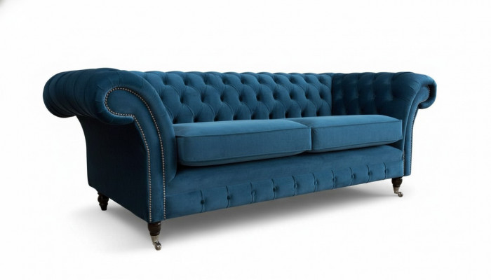 Design Bankstel 3-Zits Bank Bekleding Luxe Textiel Sofa's Chesterfield Nieuw
