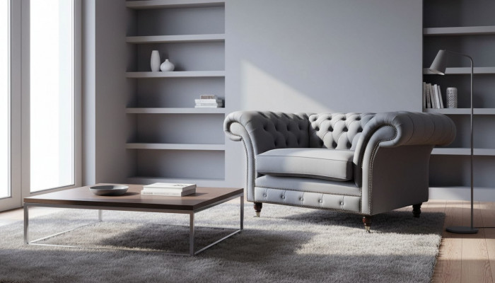 Ontwerp Chesterfield Stoffen Bank Fauteuil 1-Zits Gestoffeerde Banken Lounge Nieuw
