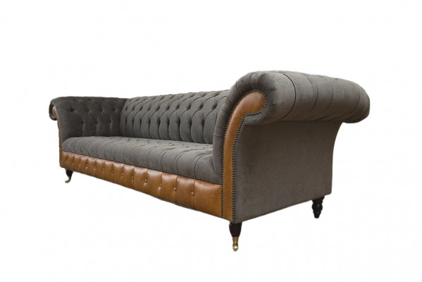 Bankstel 4-zits Chesterfield luxe bank Big Couchen bekleding 300 cm Design