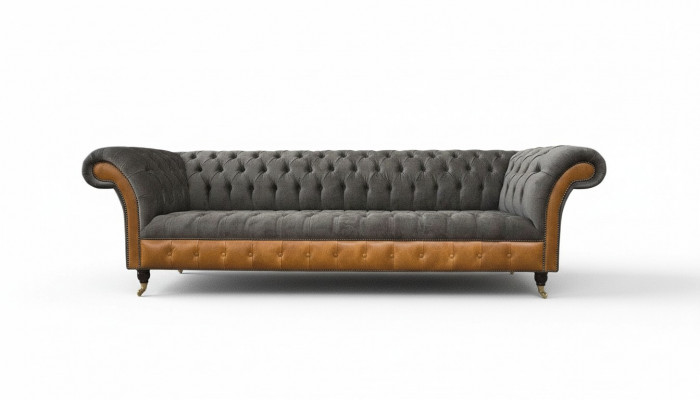 Bankstel 4-zits Chesterfield luxe bank Big Couchen bekleding 300 cm Design